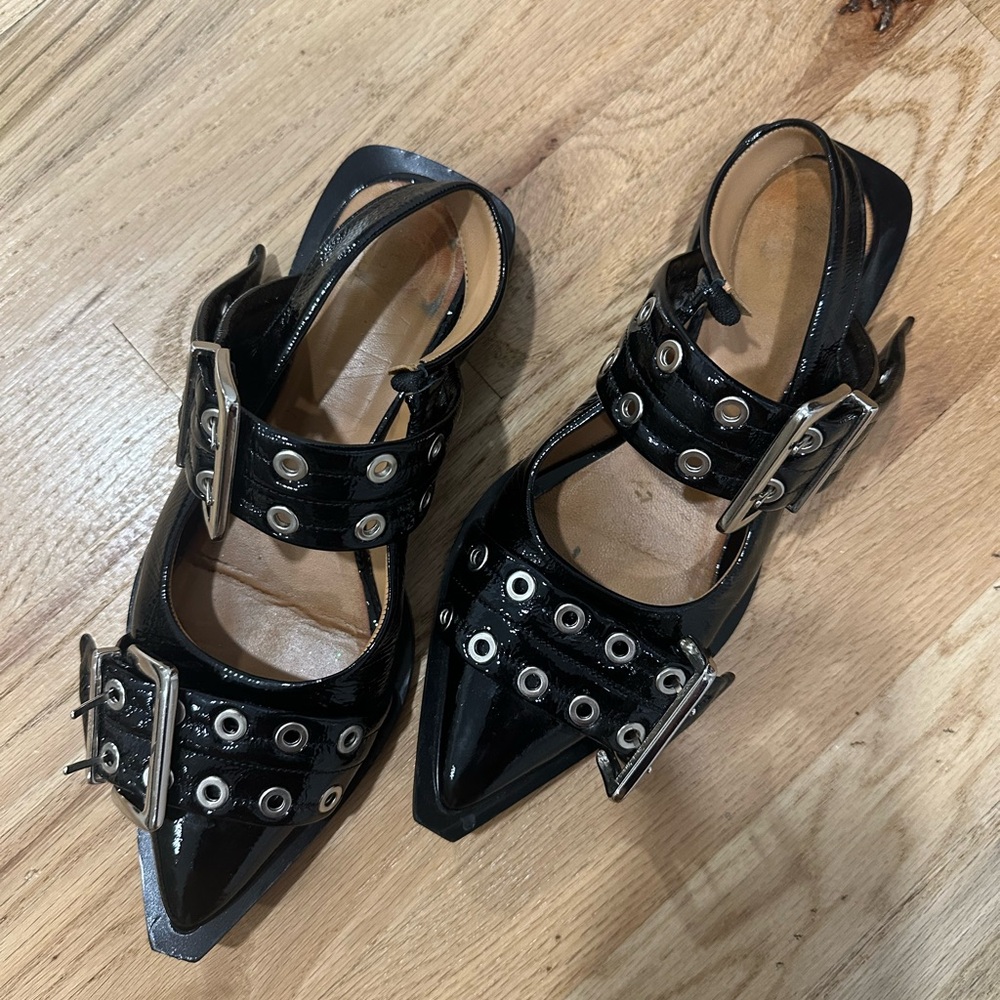Ganni ballerina buckle flats